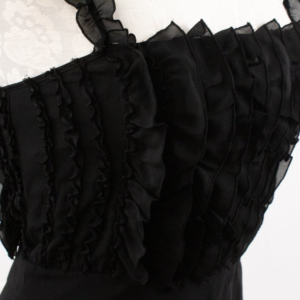 Moschino 8 Silk Ruffle Midi Babydoll Dress LBD - Picture 9 of 14